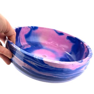 8 inch Marble Cement Bowl Glazed for Food or Centerpiece Colorful Bowl with Drainage or Without Gift for Host or Housewarming miami morning