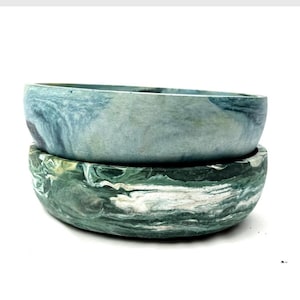 8 inch Marble Swirl Cement Bowl: Handmade Succulent Planter - custom colors available