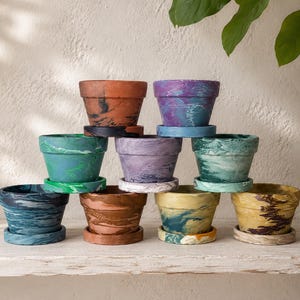 4 inch Round Planter Pot for Succulents and Spring Bulb Pot for Seed with Drainage Hole Saucer