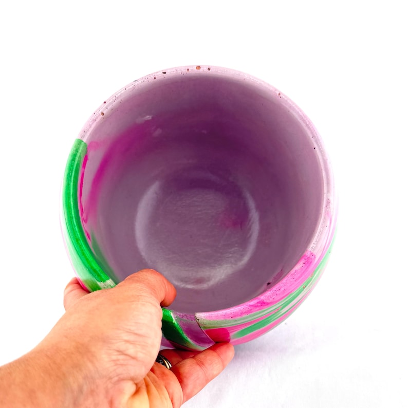 Handmade Yarn Bowl Smooth Finish Pink & Green Marble Knitting Gift Heavy Yarn Ball Holder Custom Color Available Make it Your Unique Style image 10