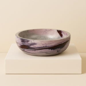 8 inch Purple Rain Cement Fruit Bowl Succulent Planter: Handmade and Sealed