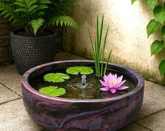 14 inch Cosmic Storm grote plantenbak van cement met afvoer: handgemaakt + hoogglans afdichting