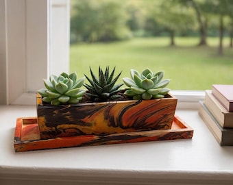 12 inch grote rechthoekige plantenbak met drainage en lade binnen vensterbank plantenbak voor vetplanten of kruiden Aangepaste kleuren beschikbaar