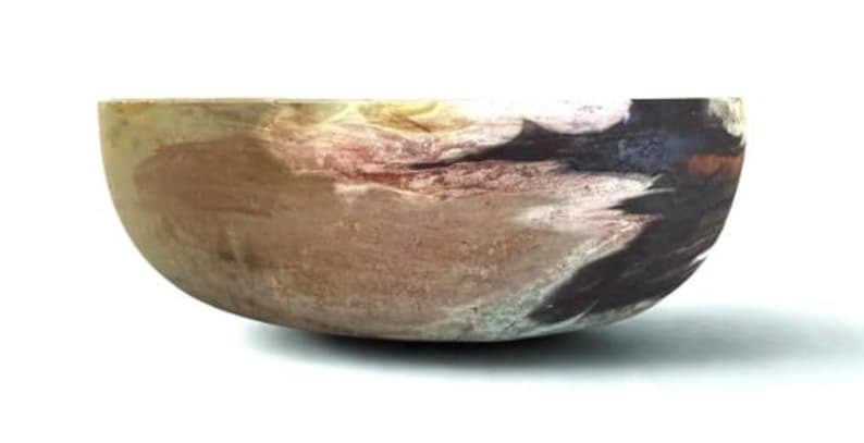 8 inch Marble Cement Bowl Glazed for Food or Centerpiece Colorful Bowl with Drainage or Without Gift for Host or Housewarming cozy autumn brown