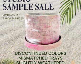 Studio Sample Cement Kleurrijke bloempot 6 inch ronde korting bloempot met roze en witte mod plantenbak