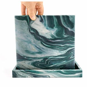 8 inch Floor Planter Large Pot with Drainage and Tray Unique Flower Pot Garden Gift for Indoor Plant Pot for Trees Square Pot for Porch