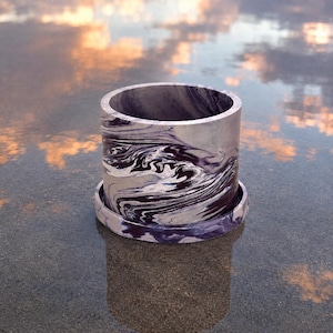 6 inch Purple Rain Medium Sized Flower Pot with Drainage and Saucer Handmade Boho Planter Unique Gift for Sister Lucky Plant Decor