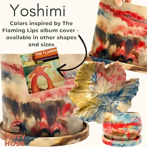 Yoshimi Planter Collection: Livfulla blå, röda, bruna, guldfärgade blomkrukor presentbrickor smyckeshållare och tillbehör för hem och trädgård handgjorda