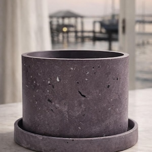 Handmade Terrazzo Planter with Drainage Made with Recovered Beach Plastic from Florida Cleanups Sustainable Modern Clean Coast Ocean Plastic