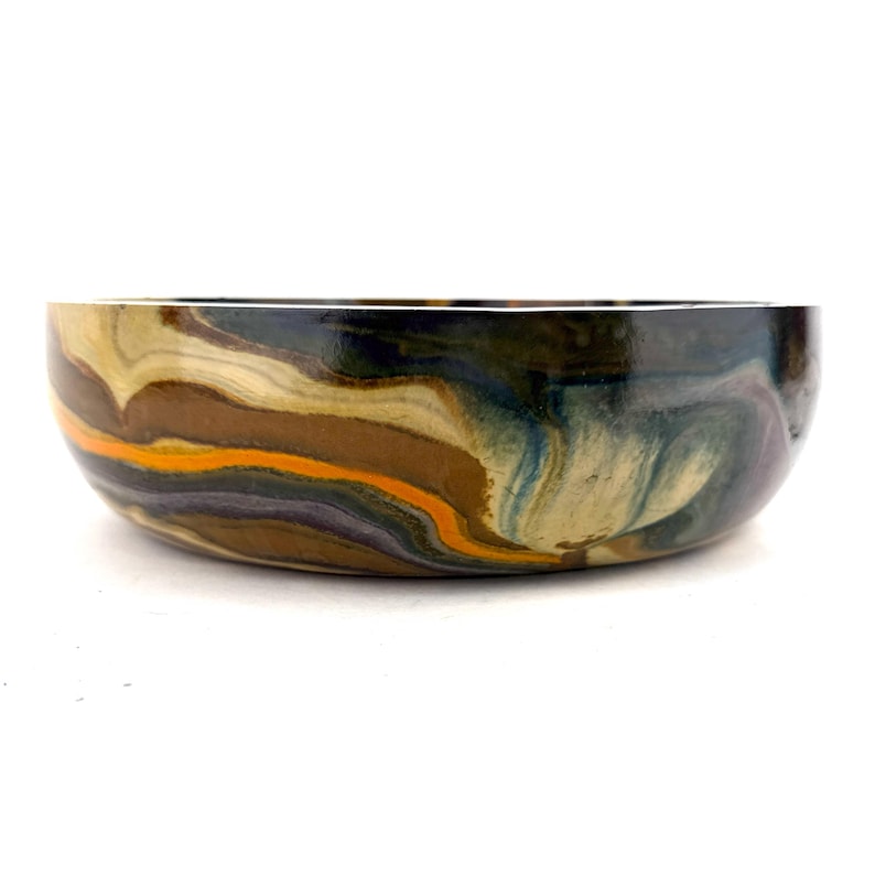 8 inch Marble Cement Bowl Glazed for Food or Centerpiece Colorful Bowl with Drainage or Without Gift for Host or Housewarming jewel tones