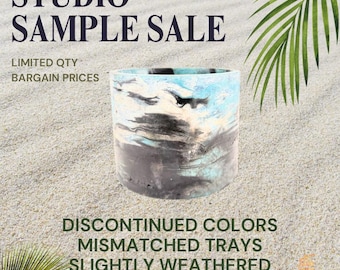 Studio Sample Cement Kleurrijke bloempot 6 inch ronde korting bloempot met blauw zwart wit patroon