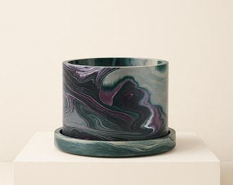 6 inch Midnight Tide middelgrote plantenbak met drainage + schotel Cement bloempot voor binnen