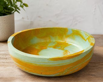 Handgemachte dekorative Zementschüssel Moderne Catchall-Schüssel-Entry-Organisator-Kaffeetisch-Dekor-skulpturale Herzstück 8-Zoll-Innenpflanzer