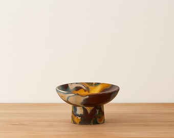 Pedestal Dish Canyon Sunset Marble Cement Jewelry Display Ring Tray