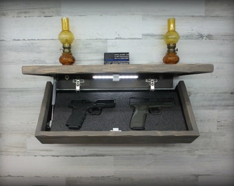 23"   Rustic Pine Compartment Tactical Concealment Shelf