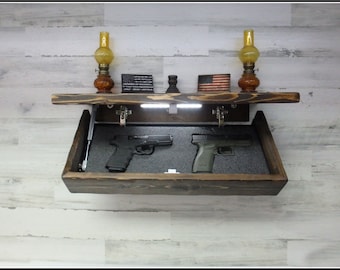 23"   Rustic Pine Compartment Tactical Concealment Shelf
