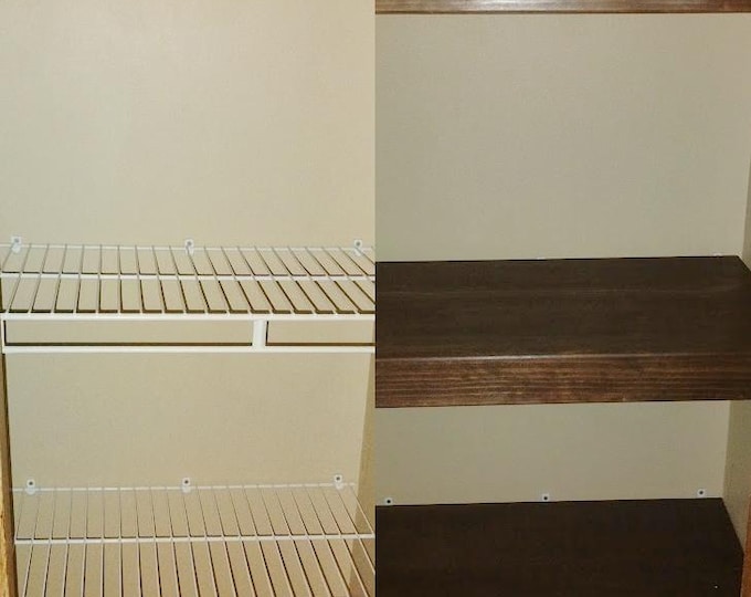 Featured listing image: Wood Shelf Cover -  Wire Shelf Covers - Pantry Shelves - Laundry - Closet - Custom Made