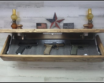 35"  Rustic Pine Hidden Compartment  Tactical Concealment Shelf