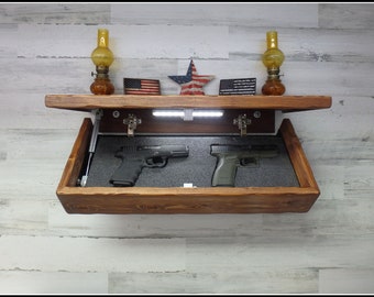 23"   Rustic Pine Compartment Tactical Concealment Shelf