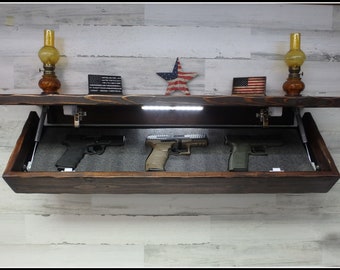35"  Rustic Pine Hidden Compartment  Tactical Concealment Shelf