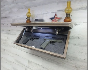23" X 10" Distressed Oak Hidden Compartment Tactical Concealment Shelf