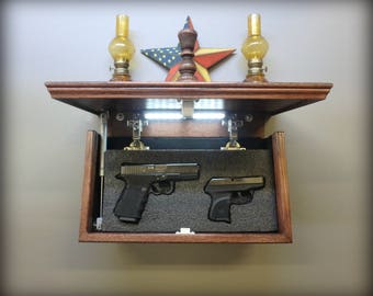 18" X 10"  Oak Tactical Concealment Shelf With Secret Hidden Compartment For Hand Guns,Valuables,etc