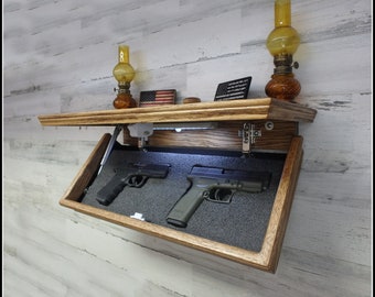 23" X 10"  Oak Hidden Compartment Tactical Concealment Shelf