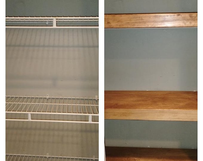 Featured listing image: Wood Shelf Cover - Wood Wire Shelf Covers - Pantry Shelves - Laundry - Closet - Custom Made