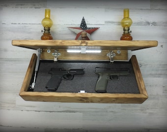 23"   Rustic Pine Compartment Tactical Concealment Shelf