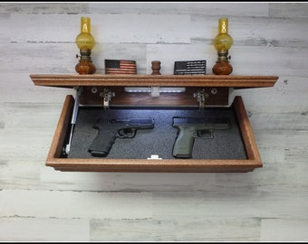 23" X 10"  Oak Hidden Compartment Tactical Concealment Shelf