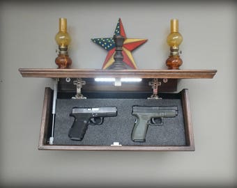 23" X 10"  Oak Hidden Compartment Tactical Concealment Shelf