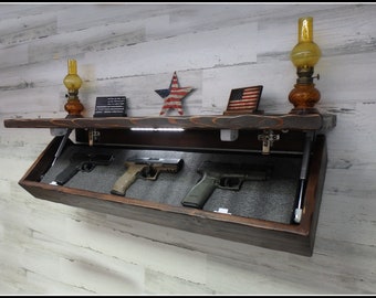 35"  Rustic Pine Hidden Compartment  Tactical Concealment Shelf