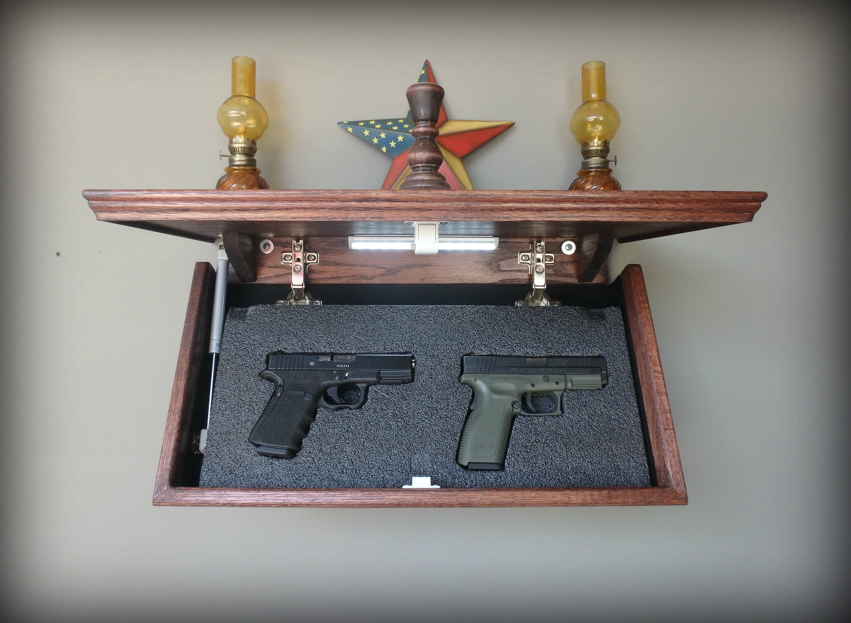 23 Oak Tactical Concealment Shelf With Drop Down Hidden Etsy