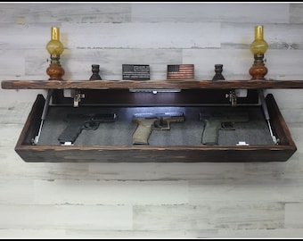 35"  Rustic Pine Hidden Compartment  Tactical Concealment Shelf