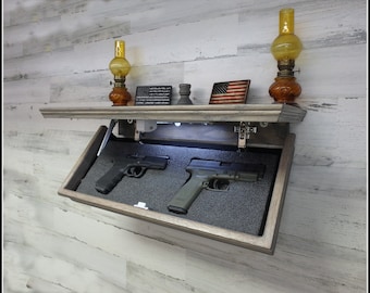 23" X 10"  Oak Hidden Compartment Tactical Concealment Shelf