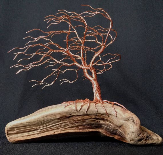 Wonderfully magical copper wire tree growing from driftwood Etsy