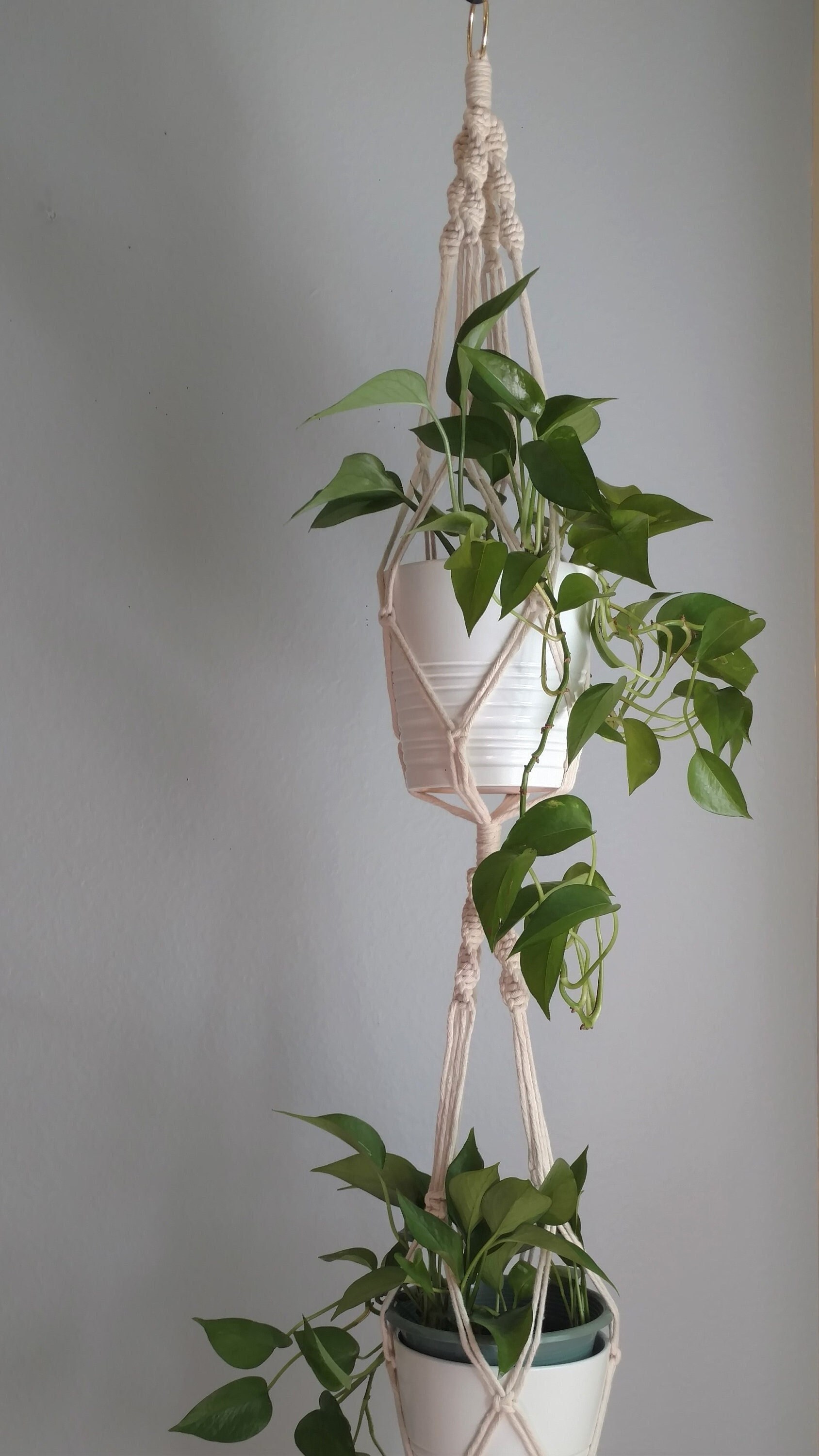 Macrame Double Plant Hanger 2 Tier Plant Hanger Macrame | Etsy
