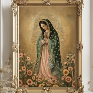 Arte de Nuestra Señora de Guadalupe, Virgen de Guadalupe, arte católico, Virgen María, arte mural de México, decoración mexicana, Inmaculada María