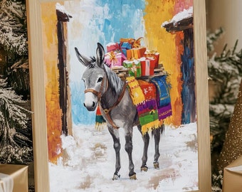 Navidad Mexicana,Mexican Christmas,Mexico Wall Art, Mexican Art, Christmas wall art, Navidad Art, Mexico Oil Painting Download