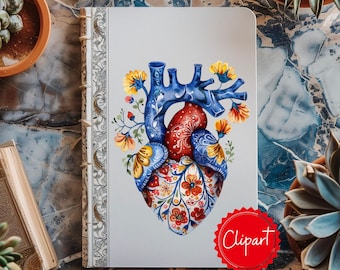 Heart Clipart, Talavera Mexico Clipart, Flower heart PNG, Mexicana clipart, Sacred heart Clipart