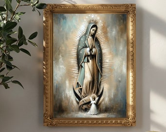 Our Lady of Guadalupe Art, Virgen de Guadalupe, Catholic art, Virgin Mary, Mexico wall art, Mexican decor,Immaculate Mary