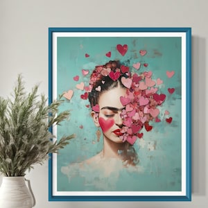 Valentines Wall art,Frida Kahlo Art Mexico Wall art , Cotton Candy Art, Mexico Wall Art, Mexico printables,mexican frames,mexican decor