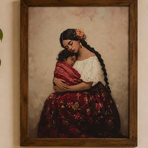 Mexican Mom and Baby Art , Mexico Nursery, Mexican Poster ,Mothers Day poster, Mexico decor, Mexico Posters image 1