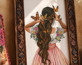 Mexico Wall Art, Mexican Art, Mexicana Heart wall art,Latina wall Art, Mexico Oil Painting style, Printable Wall art, Floral Wall ART