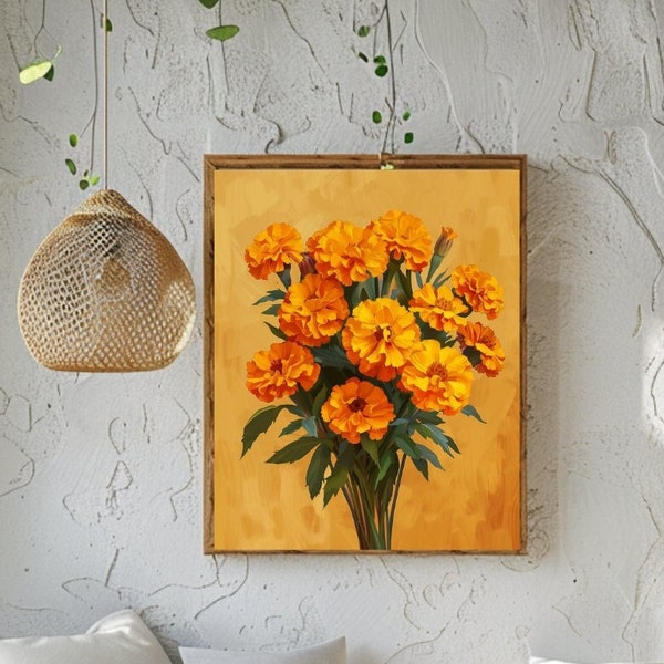 Mexican Flower Poster Cempasuchil flowers Mexico Art prints, Mexican wall art, Mexican Print Marigold FlowersMexican Flower Poster Mexico