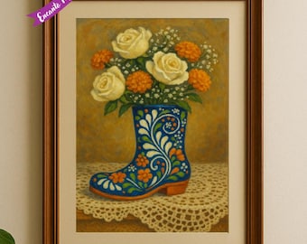 Mexico wall art, Mexico Talavera wall art, Cempasuchil Wall art, Floral wall art, mexican decor, mexico decoration