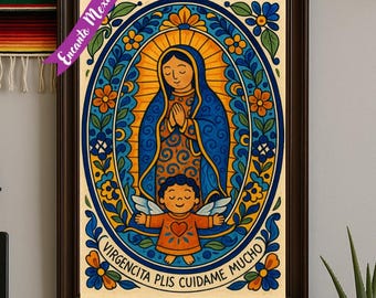 Our Lady of Guadalupe Art,Printable Wall Art, Virgen de Guadalupe, Catholic art, Virgin Mary, Mexico wall art, Mexican decor,Immaculate Mary