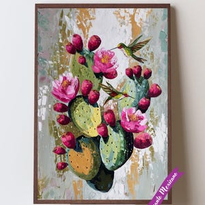 Mexico wall art, mexican art, mexico gifts, mexico culture art, hummingbirds art, cactus wall art, Nopales art