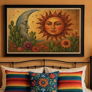 Mexico Wall Art, Floral wall art, Mexican Decor, Colorful wall art, Mexico Decor,Sun wall art