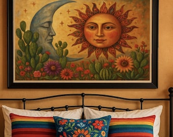 Mexico Wall Art, Floral wall art, Mexican Decor, Colorful wall art, Mexico Decor,Sun wall art